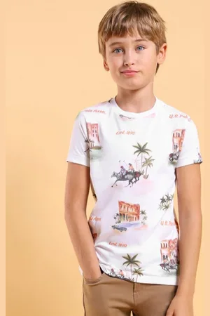 Ralph Lauren Boys Conversational Printed Round Neck Cotton T-shirt
