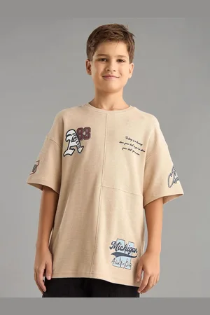 Max Collection Boys Typography Printed Round Neck Cotton Oversized T-shirt