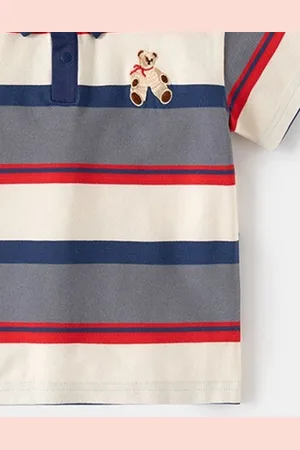 LULU & SKY Boys Striped Polo Collar Cotton T-shirt