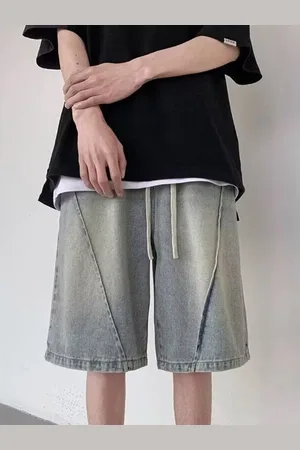 HERE&NOW Men Loose Fit Mid-Rise Denim Shorts