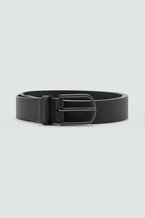 MANGO Leather Textured Wide Belt