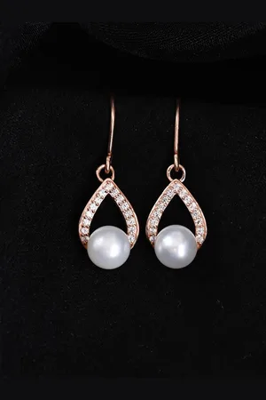 CLARA 92.5 Sterling Silver Contemporary Pearls Drop Earrings