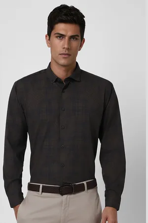 V Dot Men Slim Fit Button-Down Collar Abstract Printed Formal Shirt