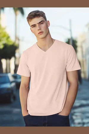 NOBERO Men Solid V-Neck Cotton T-shirt