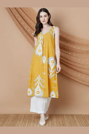 Lifestyle Ethnic Motifs Printed V-Neck Straight Kurta