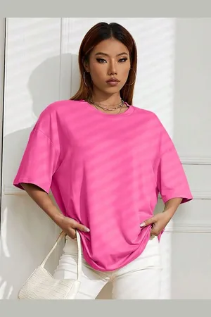 Corsica Women Solid Round Neck Cotton Relaxed Fit T-shirt