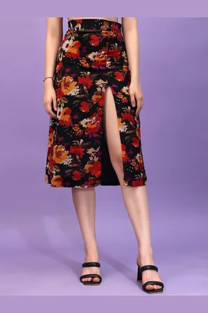 Moda Rapido Printed Side Slit Midi Skirt