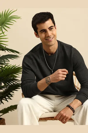 Mast & Harbour Men Textured Long sleeve Relaxed Fit Tshirt