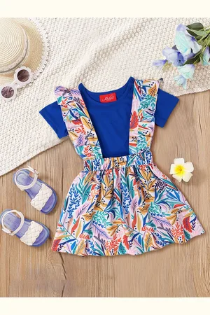pspeaches Girls Round Neck T-shirt with Skirt