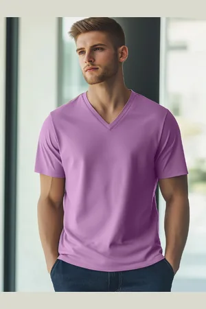 NOBERO Men Solid V-Neck Cotton T-shirt