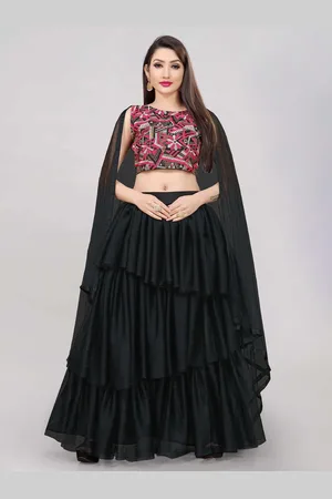 DIVASTRI Floral Embroidered Thread Work Semi-Stitched Lehenga Choli