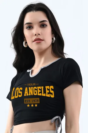 Moda Rapido Print Cotton Crop Top