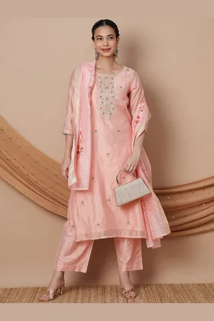 Lifestyle Embroidered Chanderi Silk Straight Kurta With Trousers & Dupatta