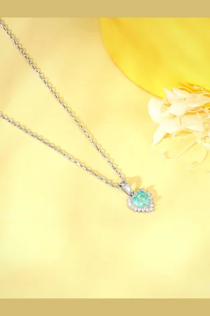 GIVA 925 Sterling Silver Rhodium-Plated Stone Studded Perfect Heart Shaped Pendant & Chain