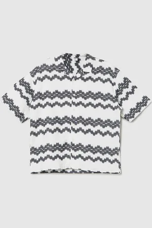 Max Collection Boys Cuban Collar Abstract Printed Cotton Casual Shirt
