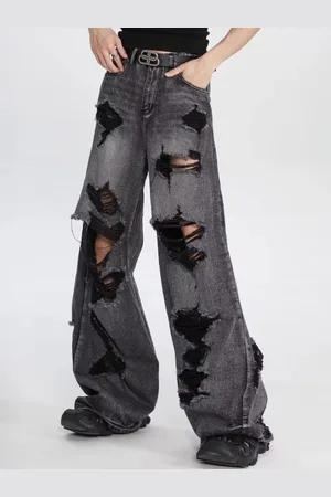 HERE&NOW Men Relaxed Fit Highly Distressed Light Fade Jeans