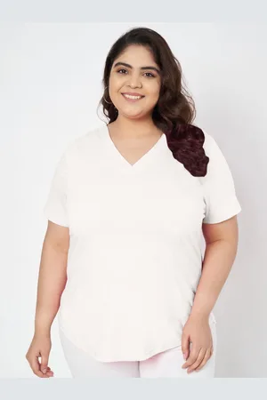 BRINN Women Solid V-Neck Cotton T-shirt