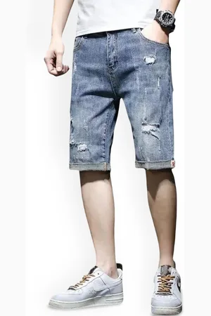 HERE&NOW Men Solid Slim Fit Denim Shorts