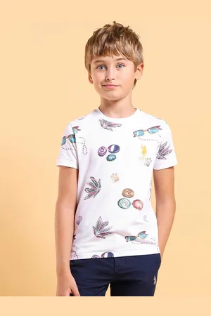 Ralph Lauren Boys Conversational Printed Round Neck Cotton T-shirt