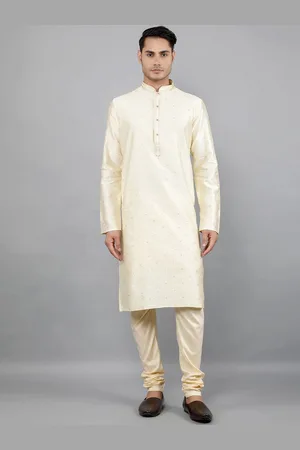Manish Creations Floral Woven Design Mandarin Collar Jacquard Straight Kurta With Churidar