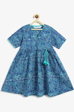 Campana Girls Floral Printed Anarkali Cotton Kurta