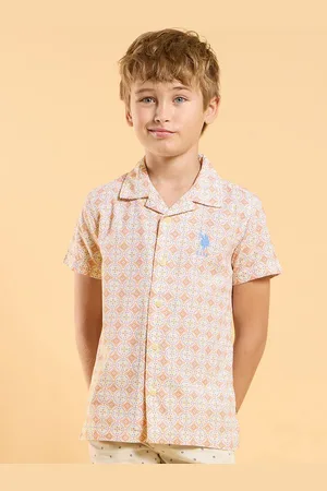 Ralph Lauren Boys Classic Fit Cuban Collar Floral Printed Cotton Casual Shirt