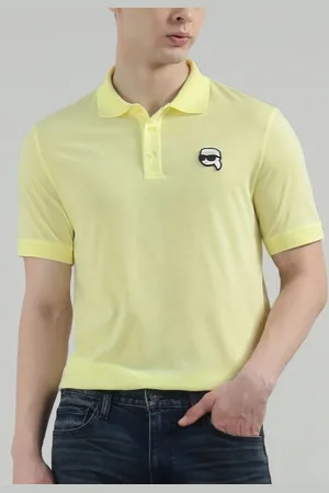 Karl Lagerfeld Men Solid Polo Collar Cotton T-shirt