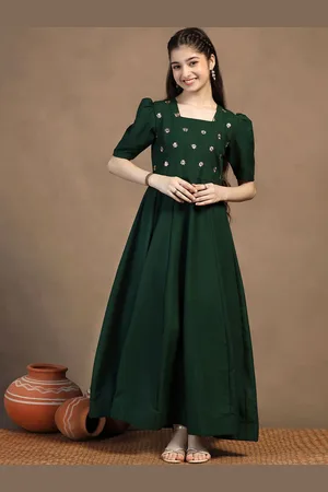 Sangria Girls Embroidered Anarkali Maxi Dress