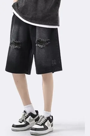 HERE&NOW Men Loose Fit Mid-Rise Denim Shorts
