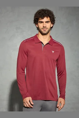 TECHNOSPORT Men Solid Polo Collar Antimicrobial Slim Fit Sport T-shirt
