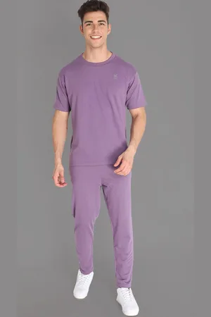 HRX Men Solid T-Shirt With Trousers Co-ords Set