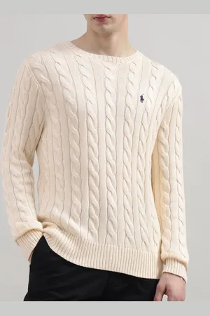 Ralph Lauren Men Pure Cotton Natural Cable Knit Cotton Sweater