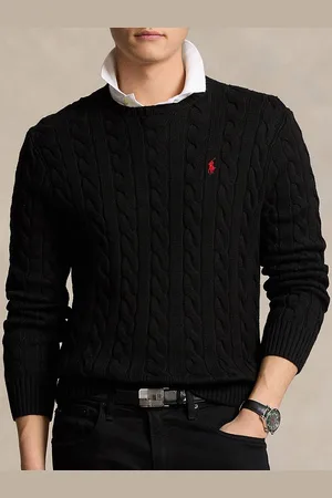 Ralph Lauren Men Cable Knit Self Design Cotton Sweaters