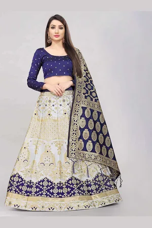 DIVASTRI Woven Design Jacquard Semi-Stitched Lehenga Choli With Banarasi Dupatta