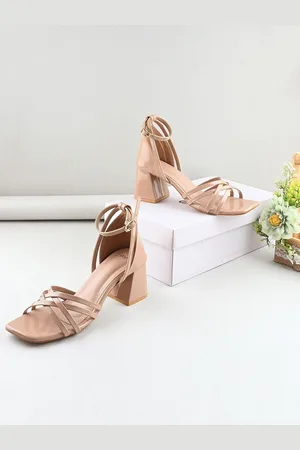Styli Women Criss Cross Strap Detail Block Heels