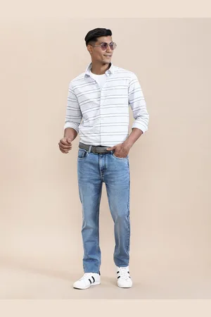 Crocodile Men Horizontal Stripes Opaque Checked Casual Shirt