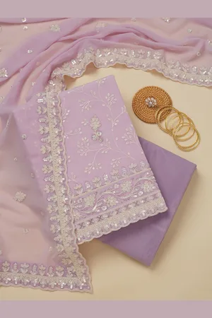 Koskii Ethnic Motifs Embroidered Beads and Stones Unstitched Dress Material