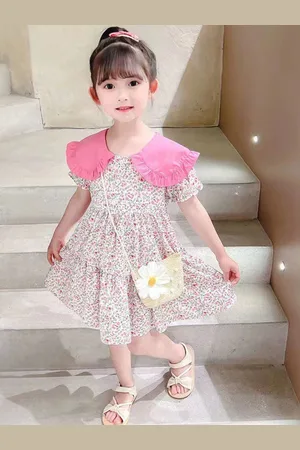 LULU & SKY Girls Floral Print A-Line Midi Dress