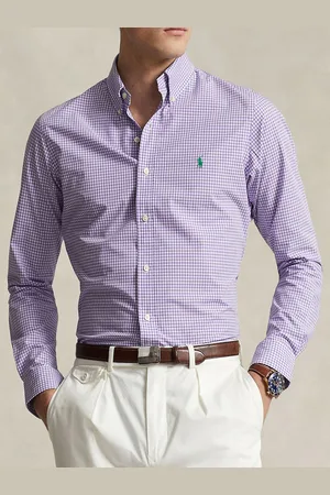 Ralph Lauren Men Button-Down Collar Gingham Checked Cotton Casual Shirt