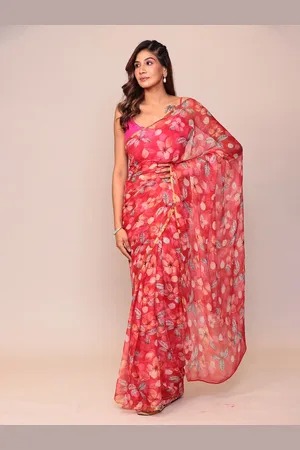 ZARI Floral Pure Chiffon Saree