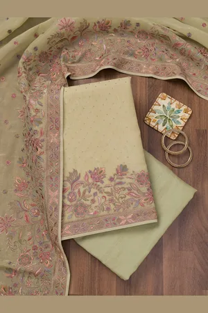 Koskii Ethnic Motifs Embroidered Beads and Stones Unstitched Dress Material