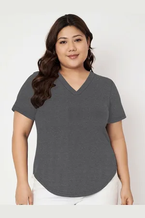 BRINN Women Solid V-Neck Cotton T-shirt