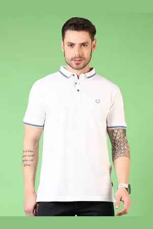 V-Mart Men Solid Polo Collar Cotton T-shirt