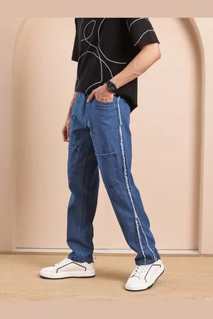 Mast & Harbour Men Relaxed Fit Raw Edge Stretchable Jeans