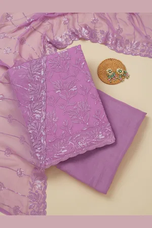 Koskii Floral Embroidered Sequinned Unstitched Dress Material