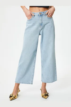 Koton Women Straight Fit Mid-Rise Light Shade Clean Look Pure Cotton Jeans