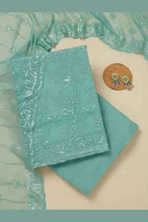 Koskii Ethnic Motifs Embroidered Sequinned Organza Unstitched Dress Material