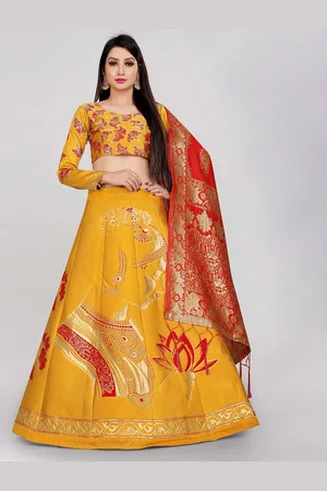 DIVASTRI Woven Design Jacquard Semi-Stitched Lehenga Choli With Banarasi Dupatta