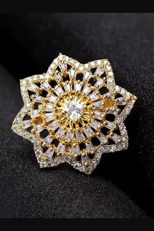 Anouk Gold Plated American Diamond Stone Studded Star Shape Finger Ring
