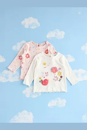 Max Collection Girls Floral Printed Applique T-shirt